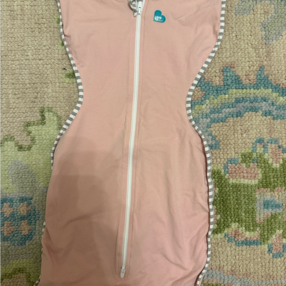 Love to dream Pink Swaddle Sleep Sack with Gray Trim